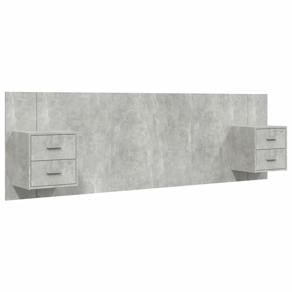 Bed Headboard with Cabinets Concrete Grey Engineered Wood